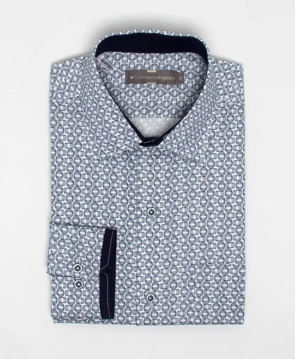 Camisa Sport  Cranbrook Estampada Blanca