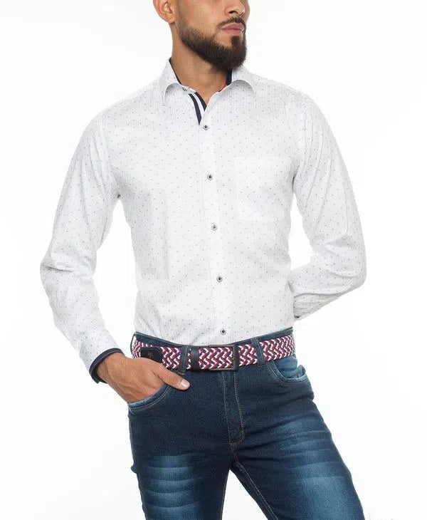 Camisa Sport Bentley Blanca Estampada