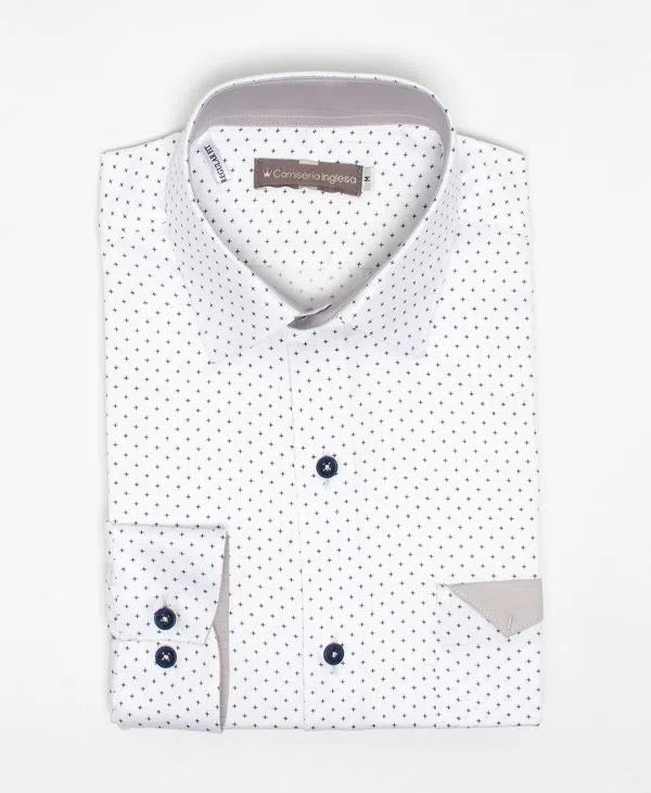 Camisa Sport Cross Blanca Estampada