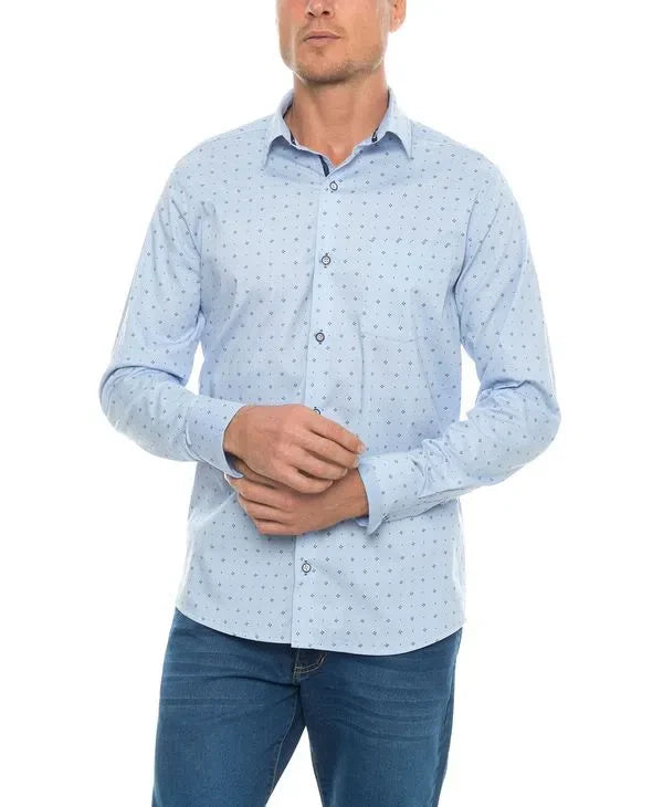 Camisa Sport Stalham Azul Estampada