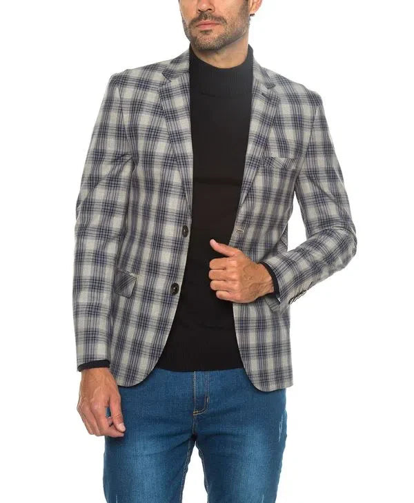 Blazer Casual Dunmow Gris de Cuadros Escocés