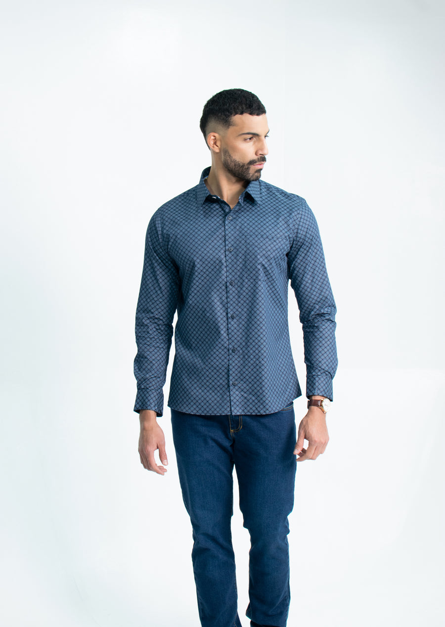 CAMISA CASUAL PRINT 100% algodon Indigo Patterns